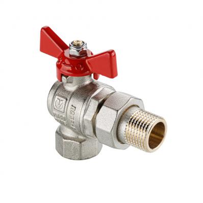 Кран шаровой BASE-ГОСТ угловой со сгоном с рукояткой-бабочкой вн.-нар. DN25, PN40, 1"