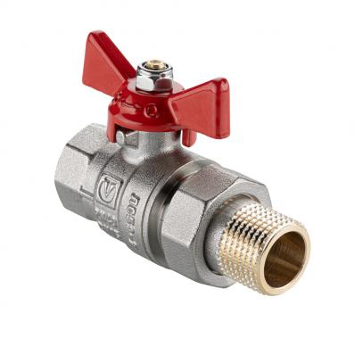 Кран шаровой BASE-ГОСТ  со сгоном с рукояткой-бабочкой вн.-нар. DN15, PN40, 1/2"