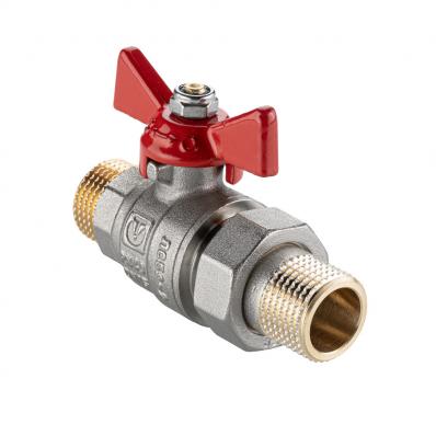 Кран шаровой BASE-ГОСТ  со сгоном с рукояткой-бабочкой нар.-нар. DN20, PN40, 3/4"