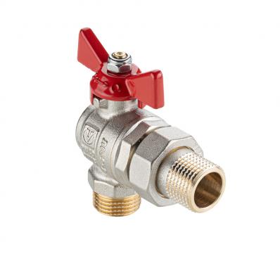 Кран шаровой BASE-ГОСТ угловой со сгоном с рукояткой-бабочкой нар.-нар. DN15, PN40, 1/2"